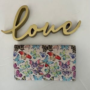 Adorable White Wallet With Multicolored Butterfly Pattern